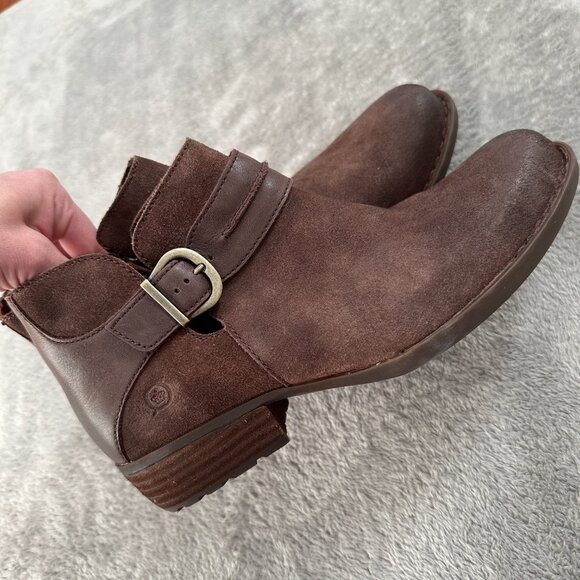 Born Kati Brown Leather Burnished Boots Booties Women's 8.5 Moto Western - Picture 3 of 7